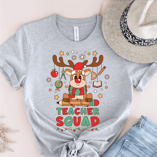 T-Shirt Grey / S Teacher Squad Reindeer T-Shirt