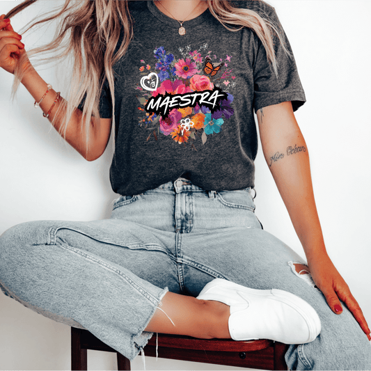 T-Shirt Maestra Watercolor Flowers Mixed Art T-Shirt