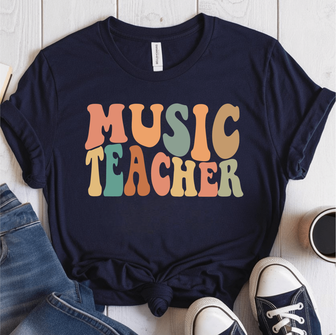 T-Shirt Navy / S Music Teacher Fall Colors T-Shirt
