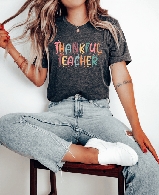 T-Shirt Thankful Teacher Pastel Sparks T-Shirt
