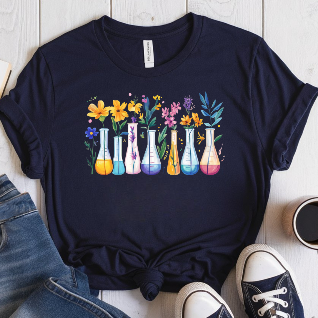 Flowers Science Beakers T-Shirt