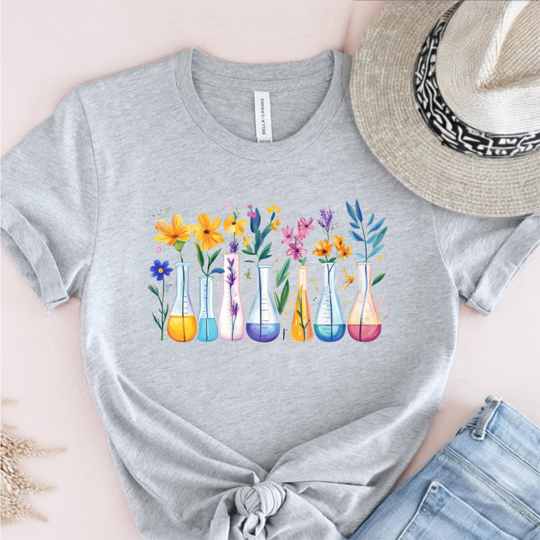 Flowers Science Beakers T-Shirt