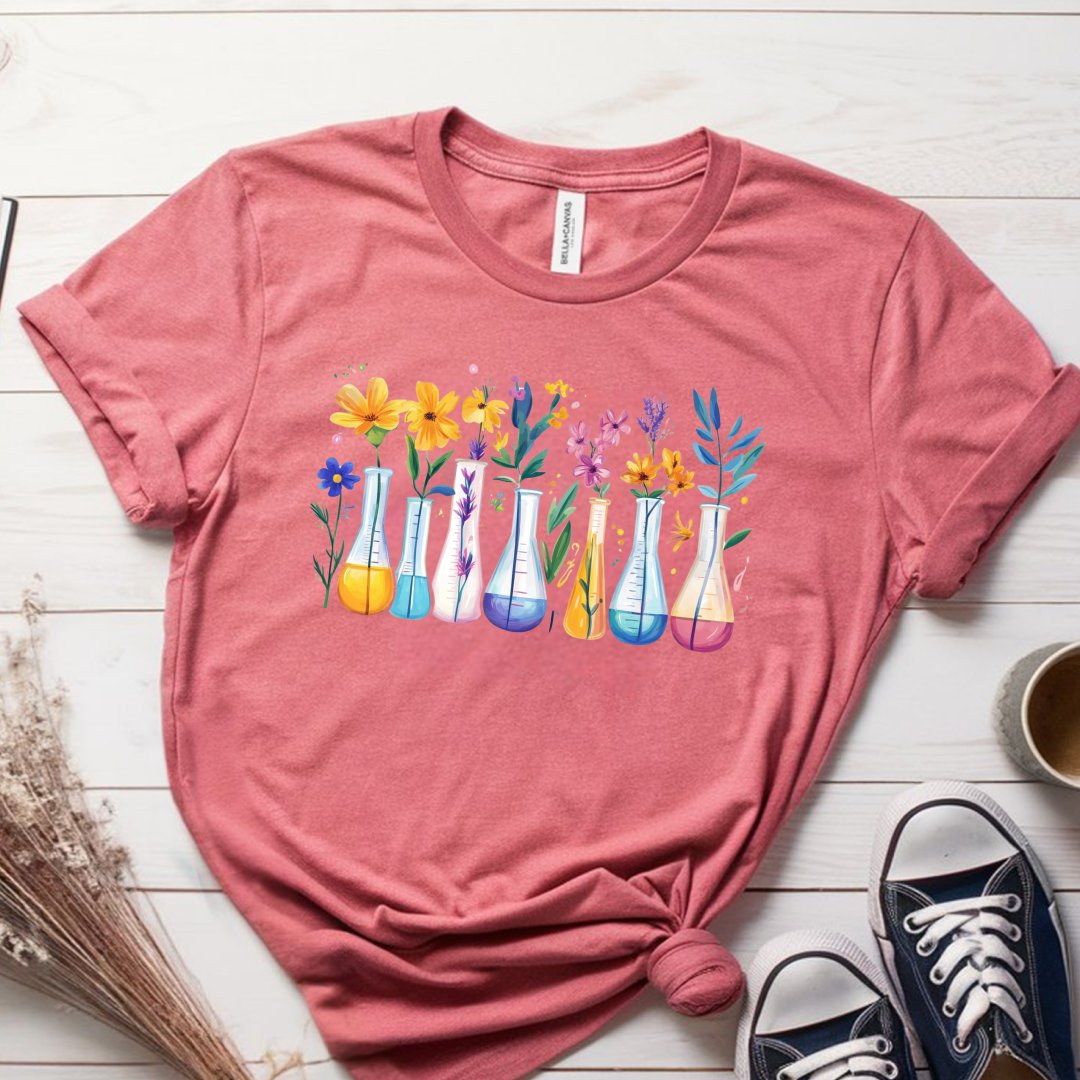 Flowers Science Beakers T-Shirt