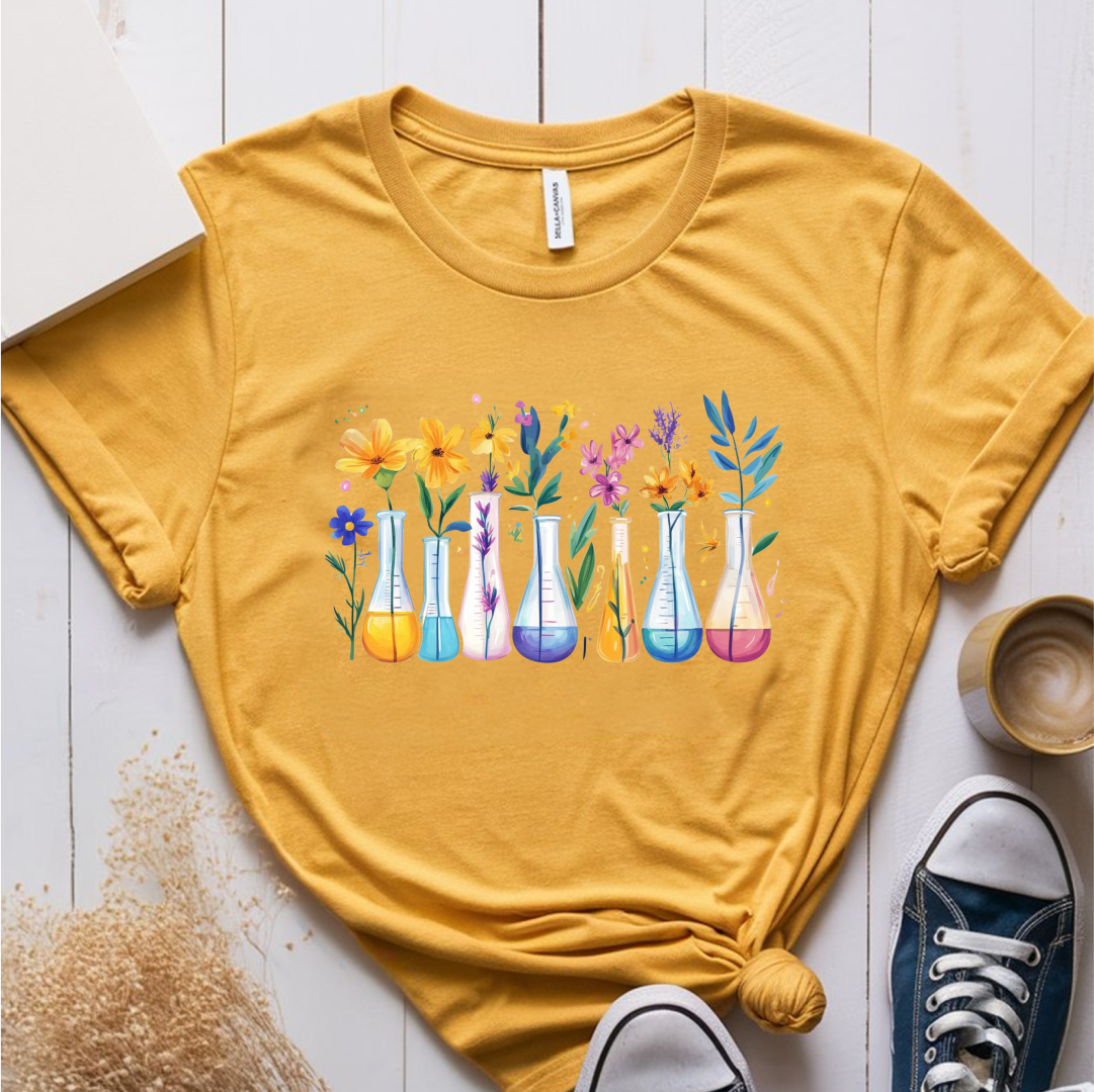 Flowers Science Beakers T-Shirt