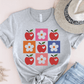 T-Shirt Athletic Heather / S Apple Flower Textured Checkerboard Cute Teacher T-Shirt