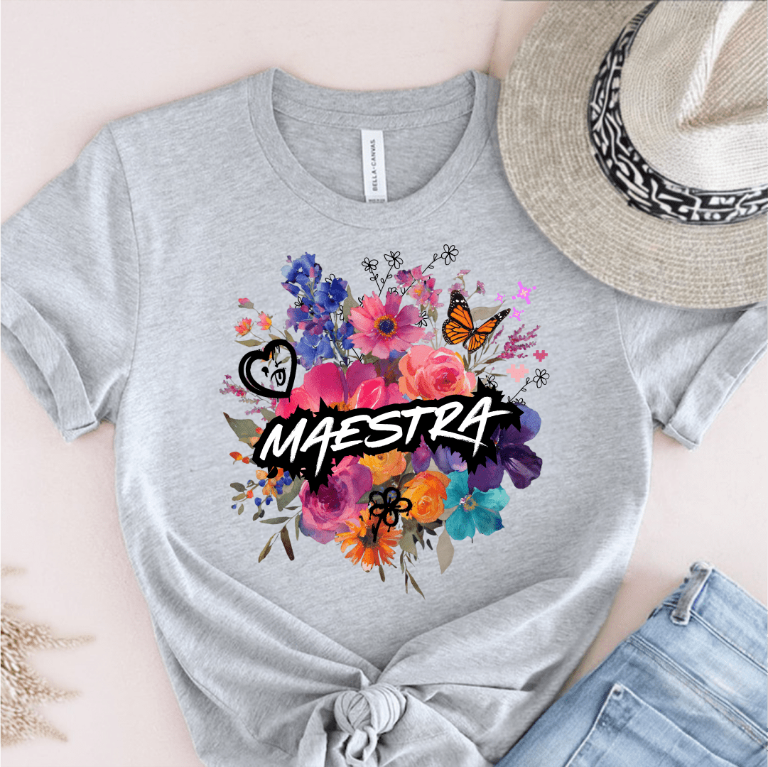 T-Shirt Athletic Heather / S Maestra Watercolor Flowers Mixed Art T-Shirt