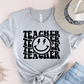 T-Shirt Athletic Heather / S Teacher Wavy Groovy Text Lightning Smile T-Shirt