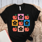 T-Shirt Black / S Apple Flower Textured Checkerboard Cute Teacher T-Shirt