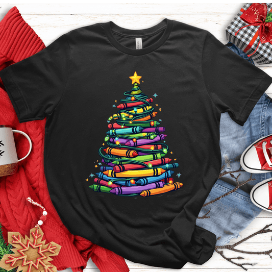 T-Shirt Black / S Christmas Tree Crayons T-Shirt