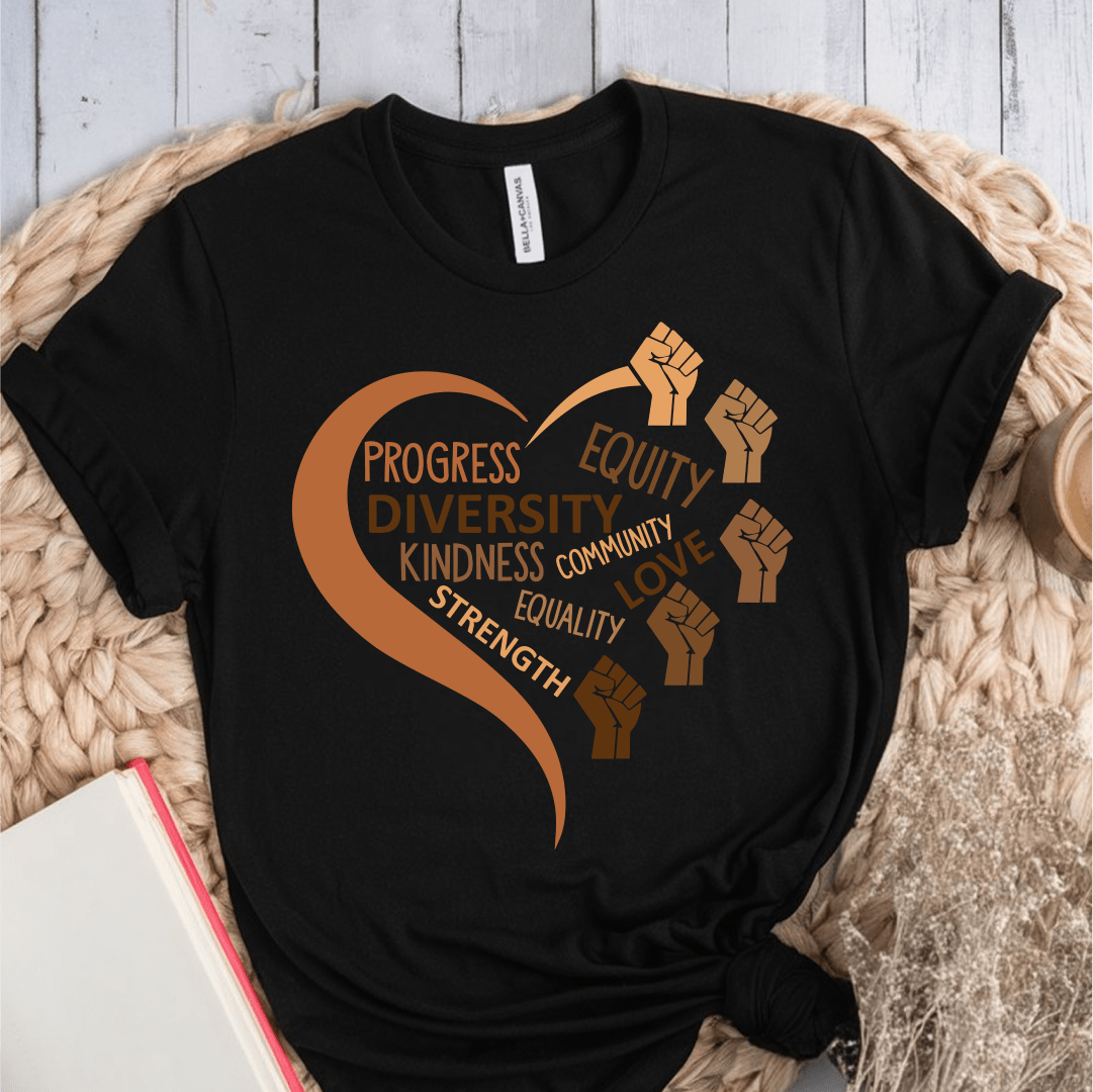 T-Shirt Black / S Diversity Heart Skin Color T-Shirt