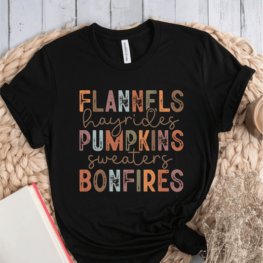 T-Shirt Black / S Flannels Hayrides Pumpkins T-Shirt