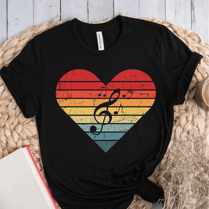 T-Shirt Black / S Heart Music Retro T-Shirt