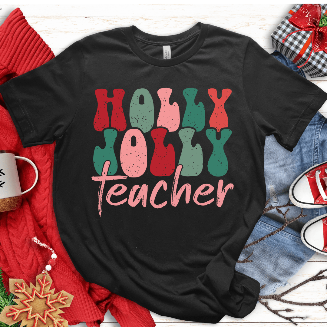 T-Shirt Black / S Holly Jolly Teacher T-Shirt