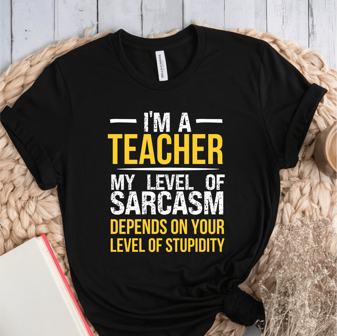 T-Shirt Black / S I'm A Teacher My Level Of Sarcasm Depends On Your Level of Stupidity T-Shirt