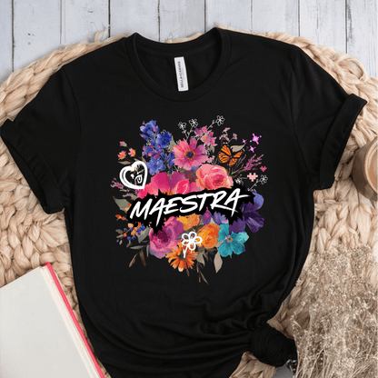 T-Shirt Black / S Maestra Watercolor Flowers Mixed Art T-Shirt