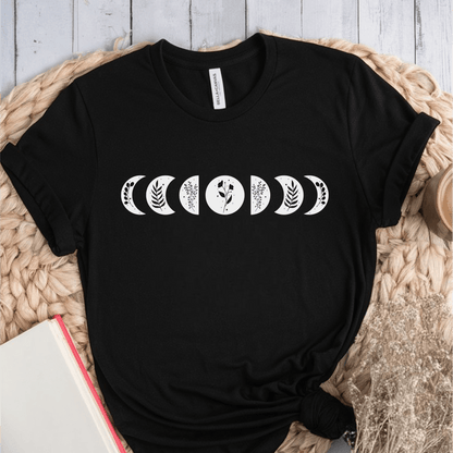 T-Shirt Black / S Moon Phases Flowers T-Shirt