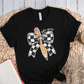 T-Shirt Black / S Personalized Grade Pencil Checkered Bow T-Shirt