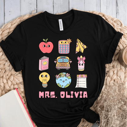 T-Shirt Black / S Personalized Name Cute Pastel Stickers T-Shirt