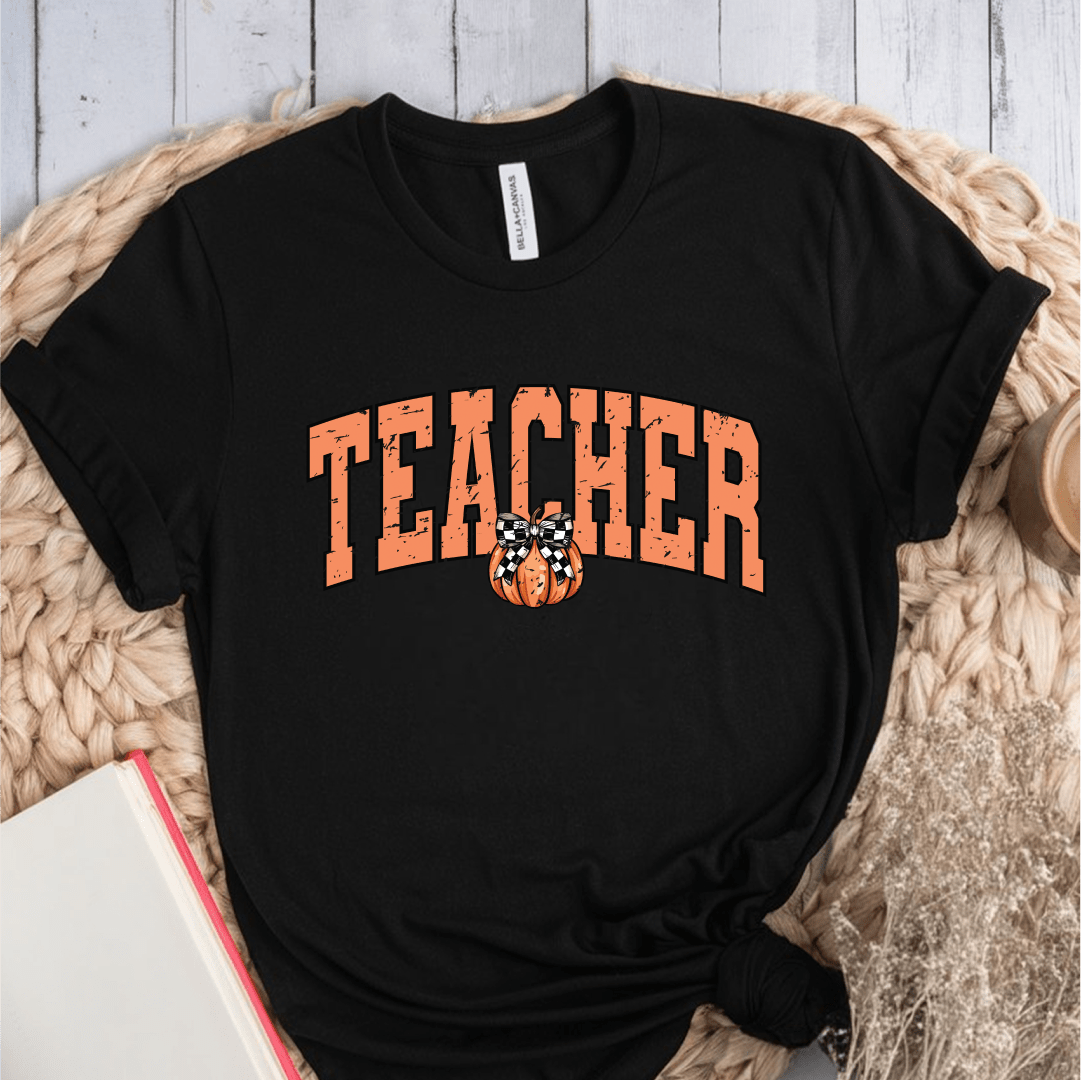 T-Shirt Black / S Teacher Pumpkin Retro Vintage T-Shirt