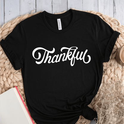 T-Shirt Black / S Thankful Cursive T-Shirt