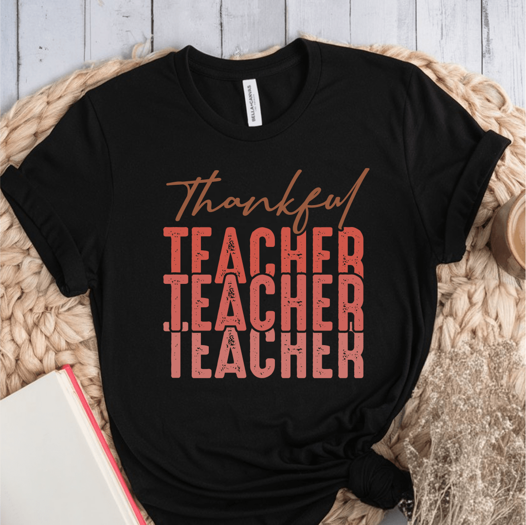 T-Shirt Black / S Thankful Teacher Multiple Pink T-Shirt