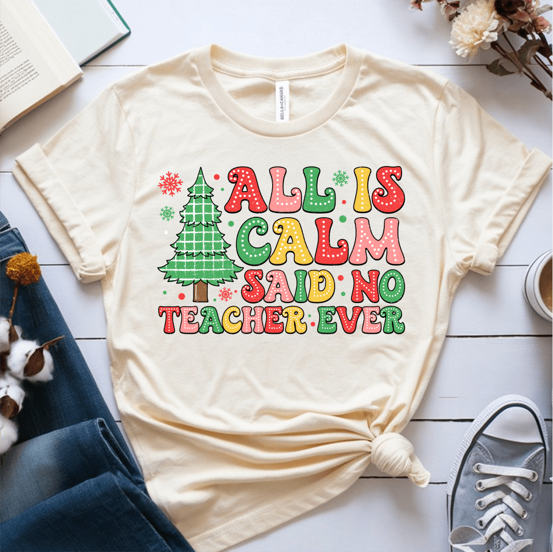 T-Shirt Cream / S All Is Calm Said No Teacher Ever (pastel) T-Shirt