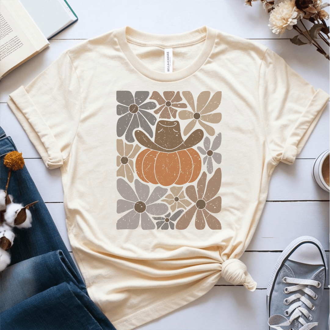 T-Shirt Cream / S Boho Fall Pumpkin T-Shirt