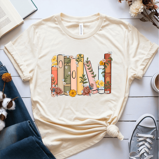 T-Shirt Cream / S Books Flowers T-Shirt