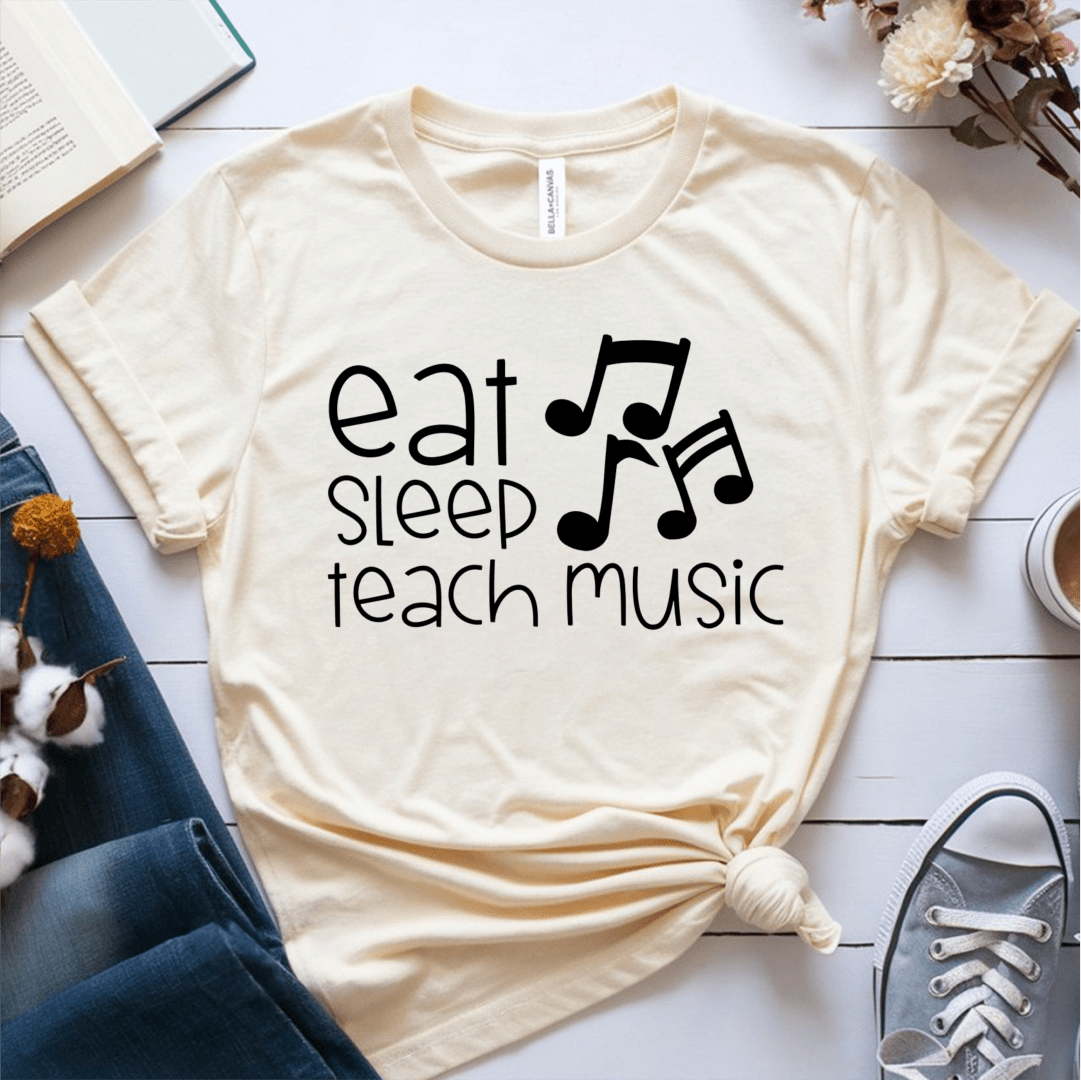 T-Shirt Cream / S Eat Sleep Teach Music T-Shirt