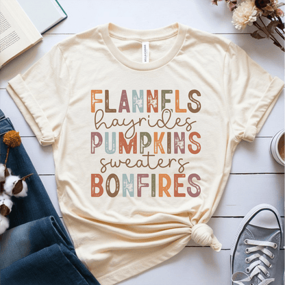 T-Shirt Cream / S Flannels Hayrides Pumpkins T-Shirt