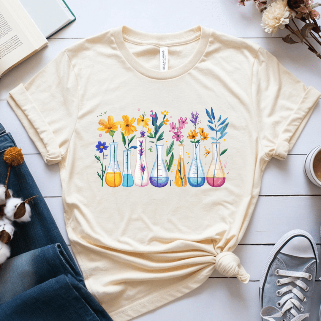 T-Shirt Cream / S Flowers Science Beakers T-Shirt