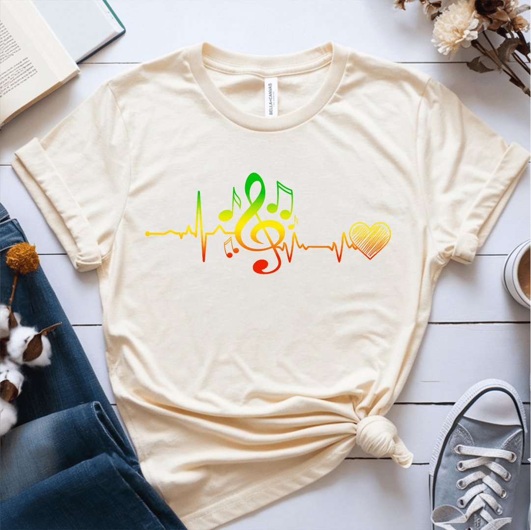 T-Shirt Cream / S Heartbeat Musical Notes T-Shirt