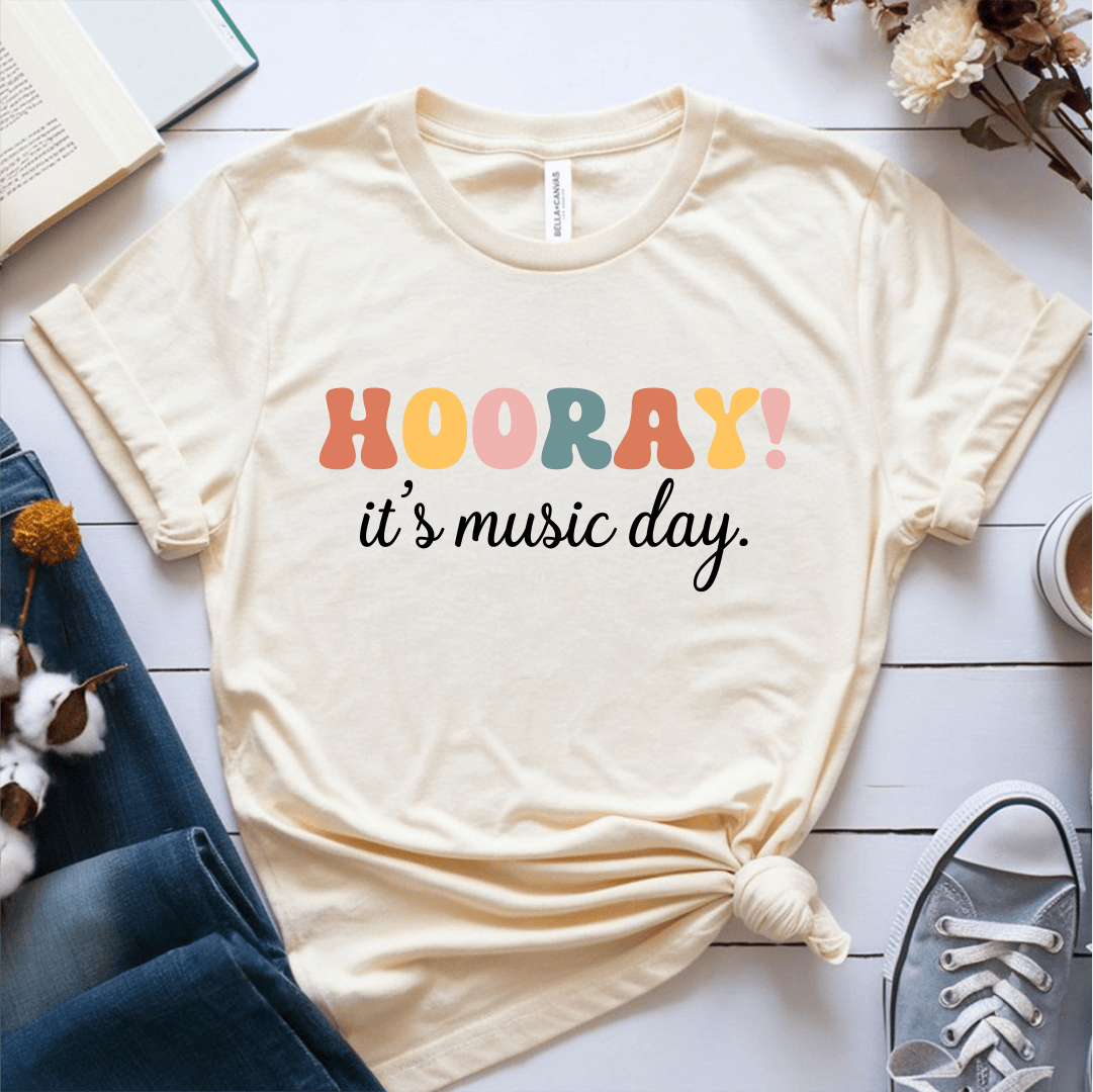 T-Shirt Cream / S Hooray Its Music Day T-Shirt