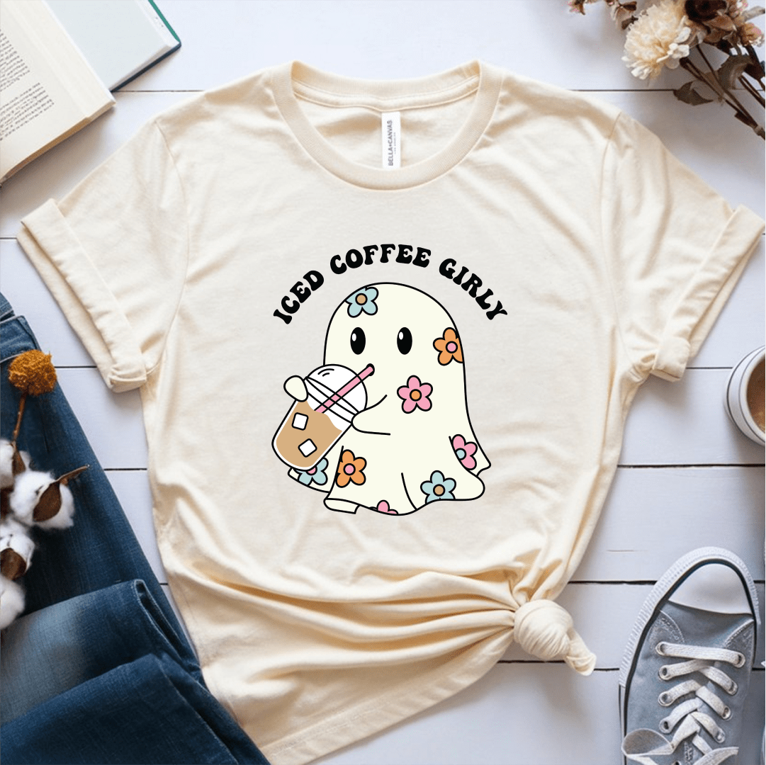 T-Shirt Cream / S Iced Coffee Girly Ghost T-Shirt