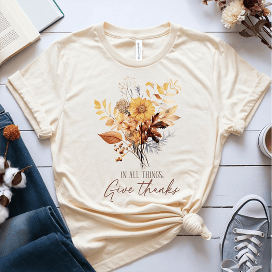 T-Shirt Cream / S In All Things Give Thanks T-Shirt