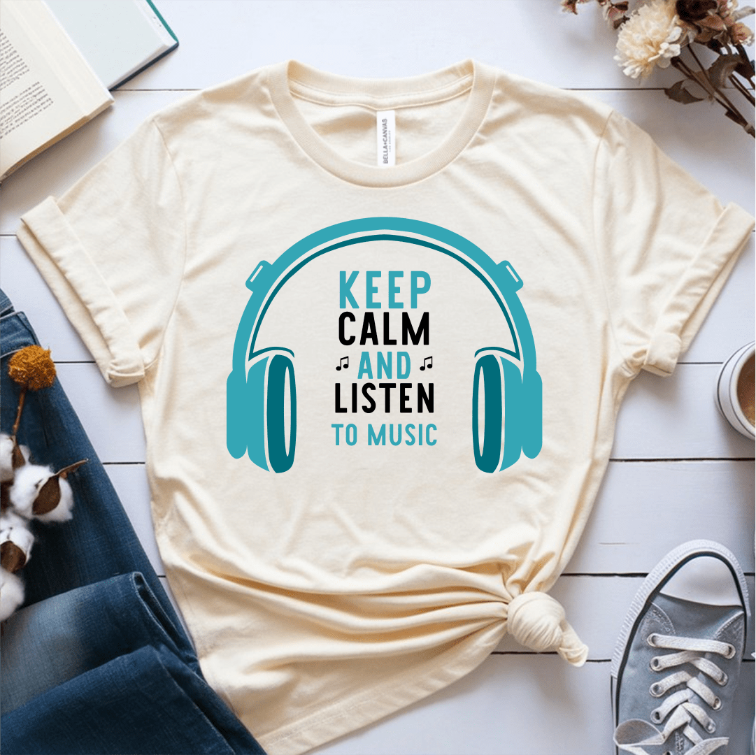 T-Shirt Cream / S Keep Calm And Listen To Music T-Shirt