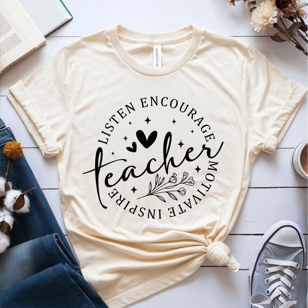 T-Shirt Cream / S Listen Encourage Teacher T-Shirt