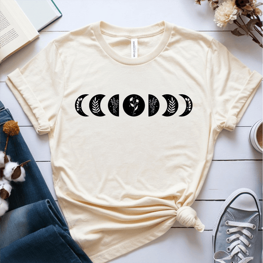 T-Shirt Cream / S Moon Phases Flowers T-Shirt