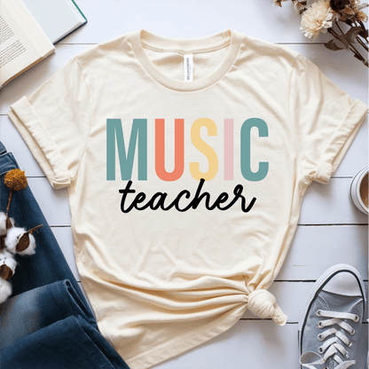 T-Shirt Cream / S Music Teacher Pastel Block T-Shirt