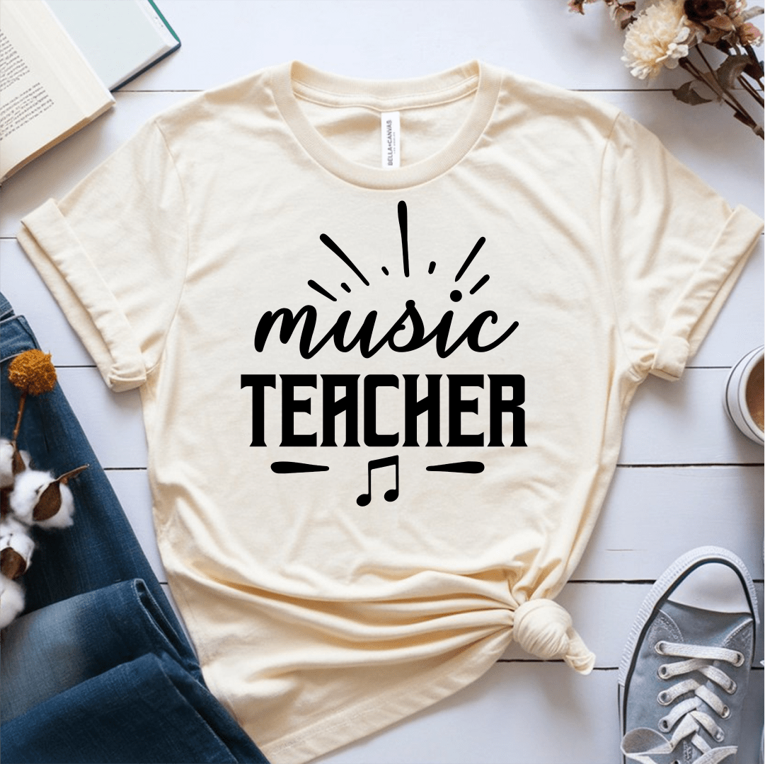 T-Shirt Cream / S Music Teacher Text T-Shirt