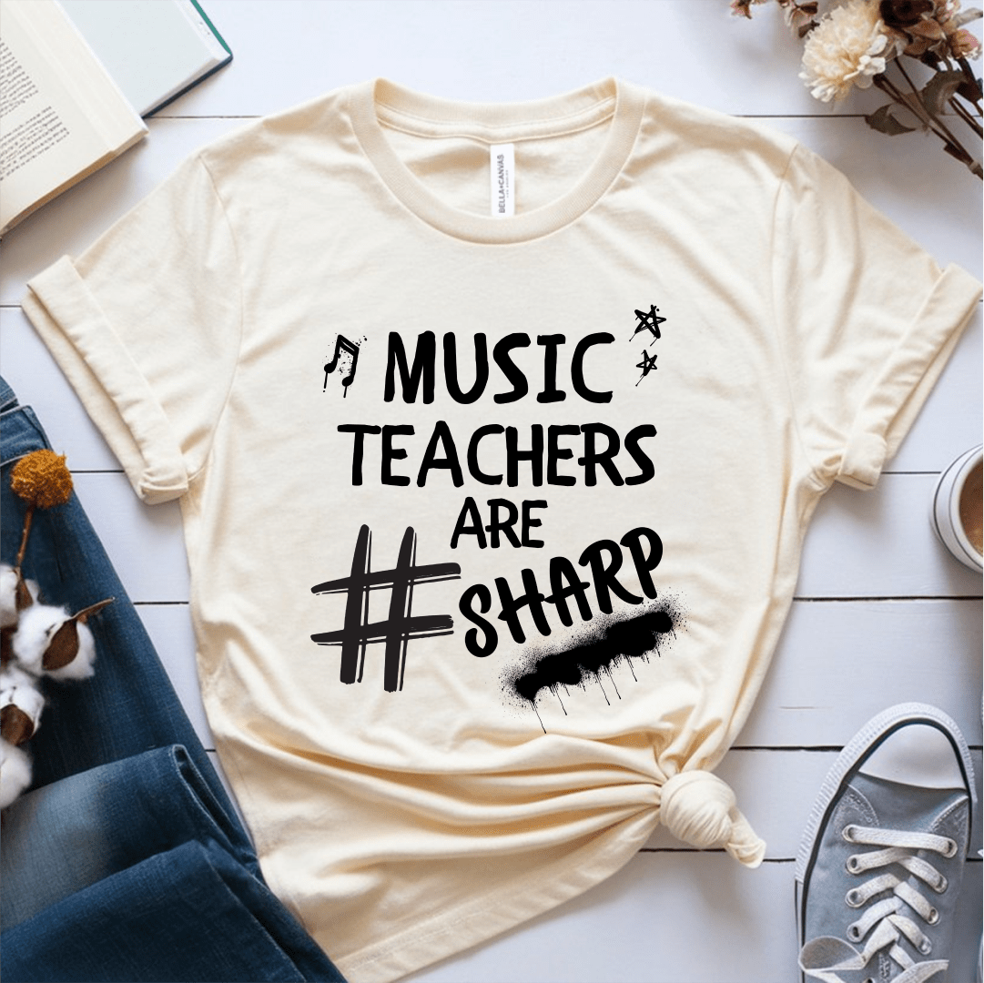 T-Shirt Cream / S Music Teachers Are Sharp T-Shirt