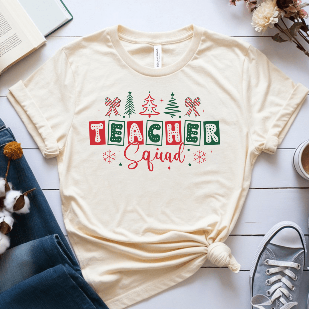 T-Shirt Cream / S Teacher Squad Red Green Boxes T-Shirt