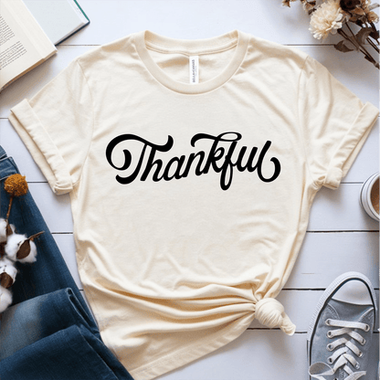 T-Shirt Cream / S Thankful Cursive T-Shirt