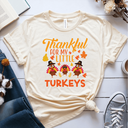 T-Shirt Cream / S Thankful For My Little Turkeys 3 Turkeys T-Shirt