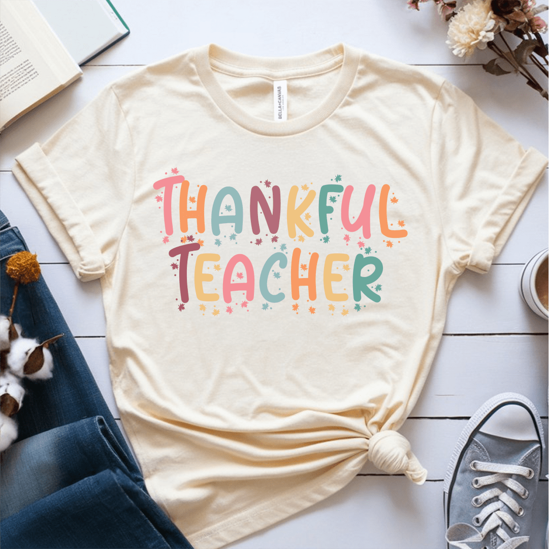T-Shirt Cream / S Thankful Teacher Pastel Sparks T-Shirt