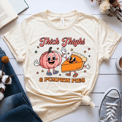 T-Shirt Cream / S Thick Thighs & Pumpkin Pies T-Shirt