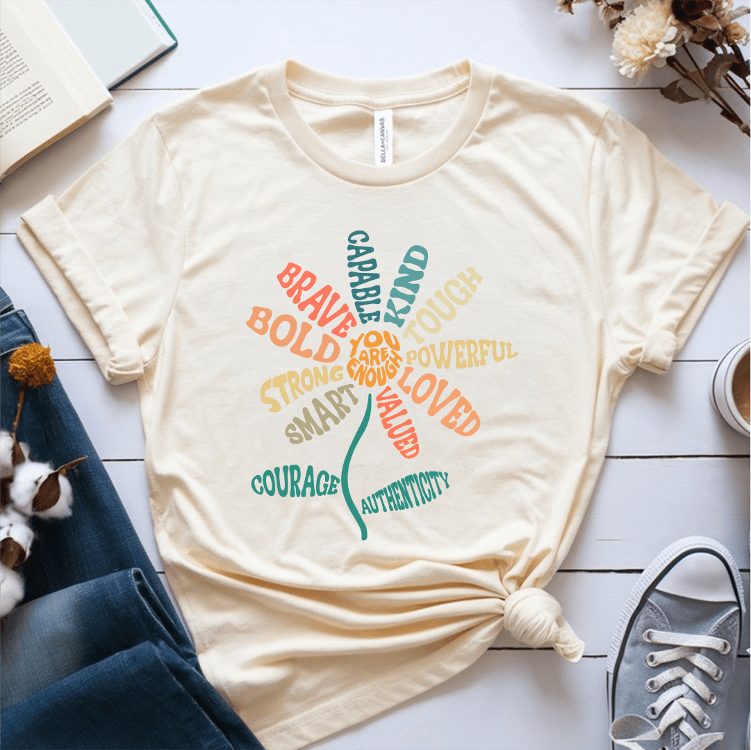 T-Shirt Cream / S You Are Enough Flower T-Shirt