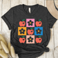 T-Shirt Dark Grey Heather / S Apple Flower Textured Checkerboard Cute Teacher T-Shirt