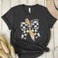 T-Shirt Dark Grey Heather / S Personalized Grade Pencil Checkered Bow T-Shirt
