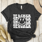 T-Shirt Dark Grey Heather / S Teacher Wavy Groovy Text Lightning Smile T-Shirt